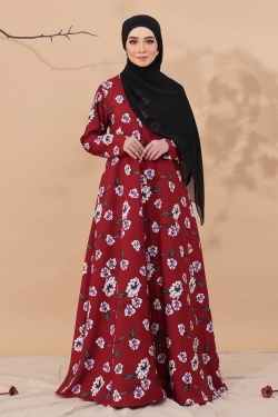 JUBAH PRINTED 35.11 - MAROON